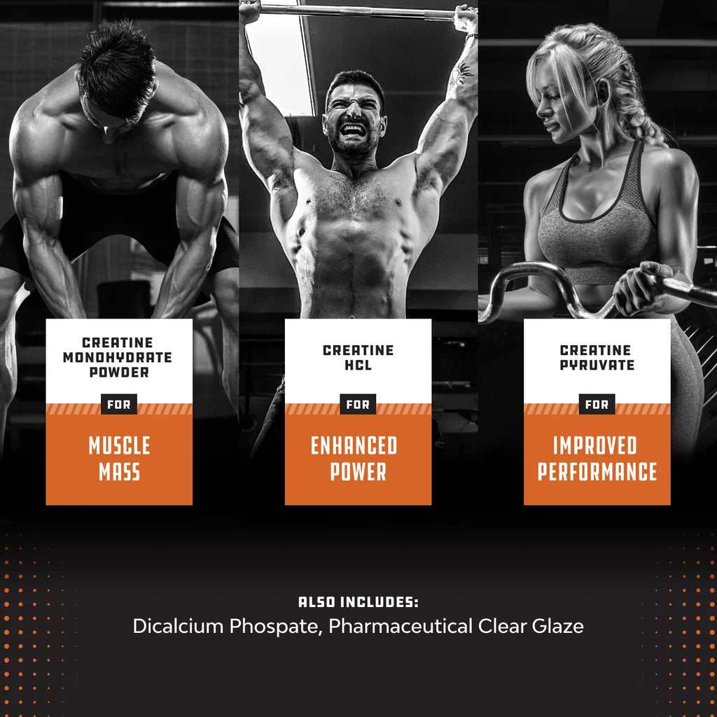 Tri-Phase Creatine Tablets, Pre Workout Supplement for Muscle Mass and Recovery, 120 Ct