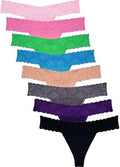 Sexy Lace Thongs for Women Thong Underwear Women Lace T-Back Panties Women Underwear Cotton Thongs Cheeky,8 Pack