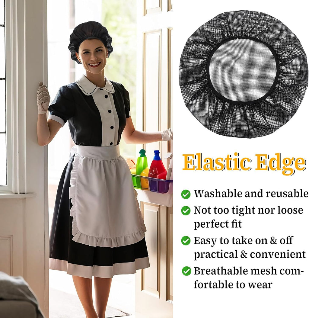 6 Pcs Chef Hat Unisex Elastic Kitchen Cooking Hat Food Service Hair Nets Mesh Ca