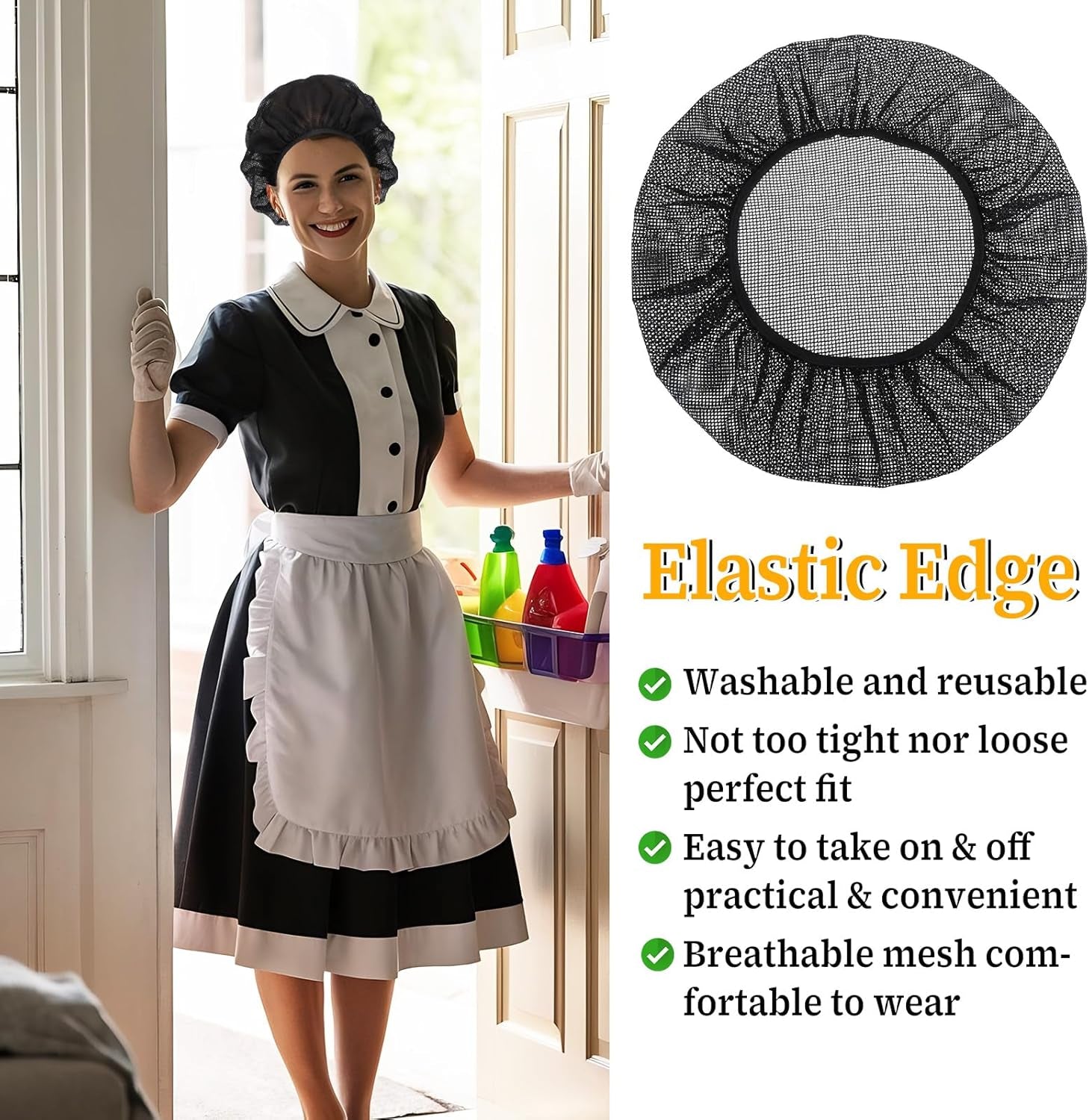 6 Pcs Chef Hat Unisex Elastic Kitchen Cooking Hat Food Service Hair Nets Mesh Ca